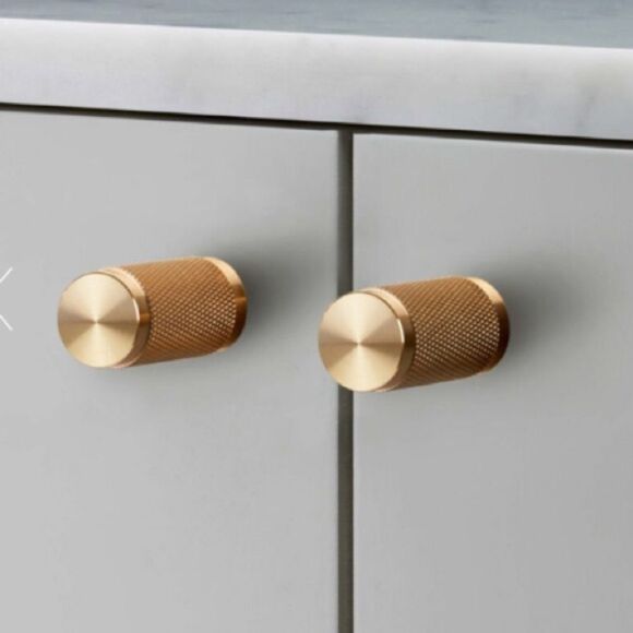 BUSTER & PUNCH Furniture Knob in Brass, Cross Knurl Pattern - #1 knob - Picture 1 of 7